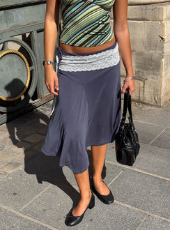 Joaney Tie Side Jersey Midi Skirt Slate
