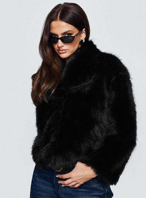 Wayland Faux Fur Jacket Black