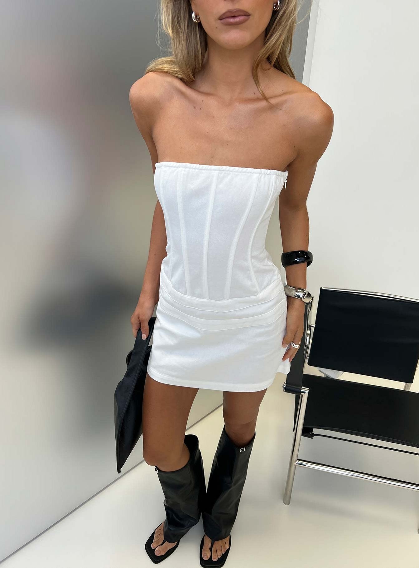 with jean corset dress white Chloe Corset Dress by With Jan