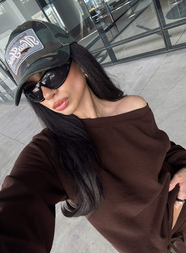 Wellness Off The Shoulder Jumper Brown