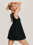 back view of model wearing Princess Polly Calluna Mini Dress Black Plunger 