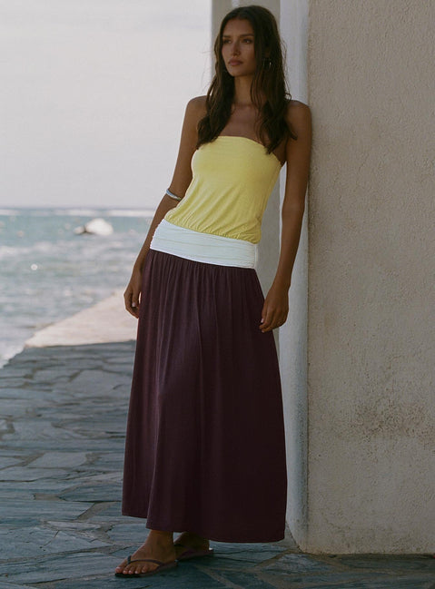 Heart Swarm Colour Block Strapless Maxi Dress / Multi