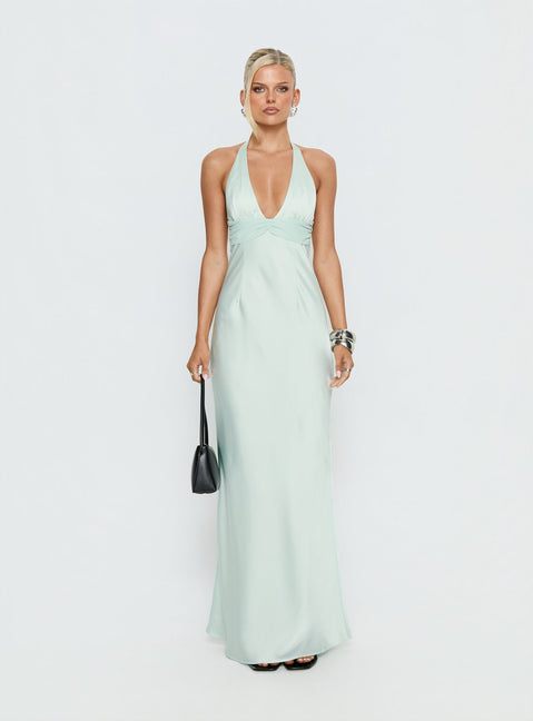 Odyssa Halter Maxi Dress Mint Green