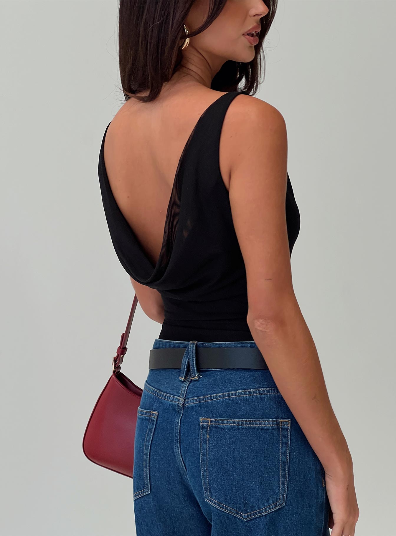Axton Cowl Neck Bodysuit Black | Princess Polly