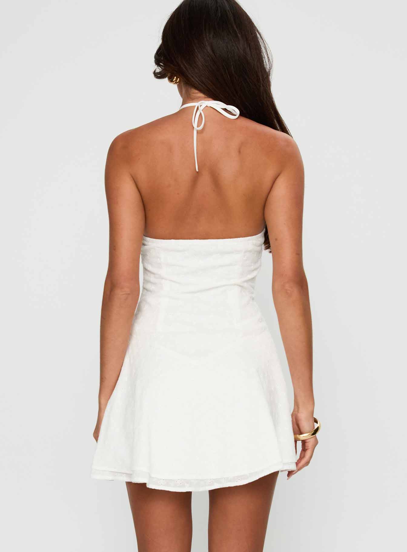Flowerchild Halter Mini Dress White Flowerchild Halter Mini Dress White