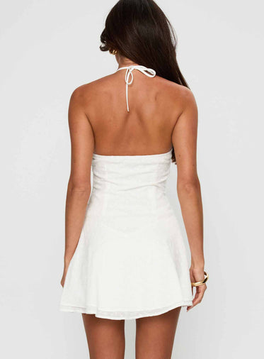 Flowerchild Halter Mini Dress White