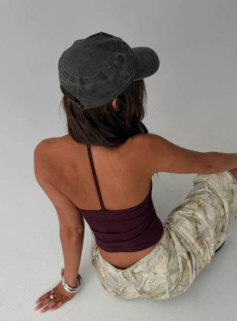 Cecilly Trim Racerback Top Plum