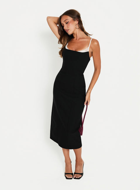 Renaissance Corset Lace Midi Dress Black / White