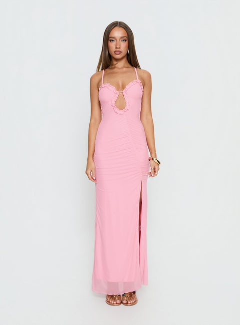 Soulina Ruched Maxi Dress Pink