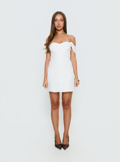 Rozerie Off Shoulder Mini Dress White