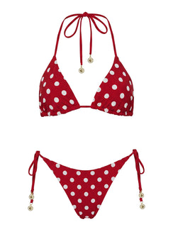 Glora Reversible Tie Side Bikini Bottoms Red Polka Dot