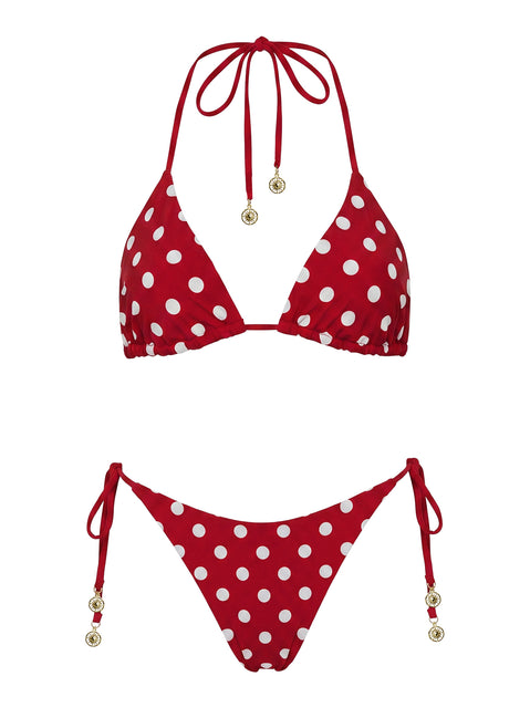 Glora Reversible Tie Side Bikini Bottoms Red Polka Dot