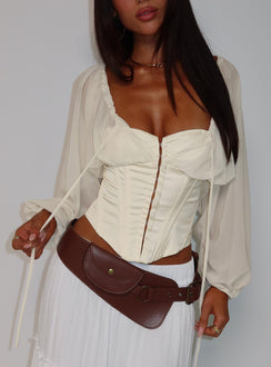 Gypsie Blouson Long Sleeve Corset Top Antique White