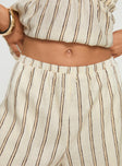 Striped linen set Halter neck top, tie fastening, elasticated band under bust, v-neckline