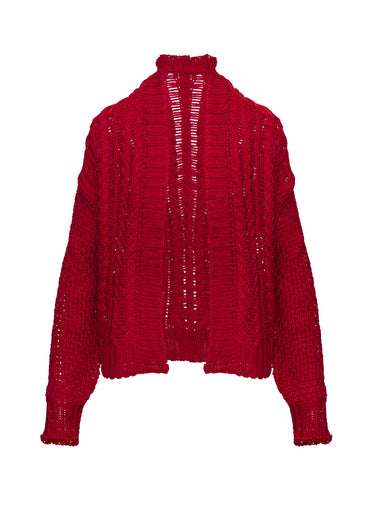 Abner Cable Cardigan Red