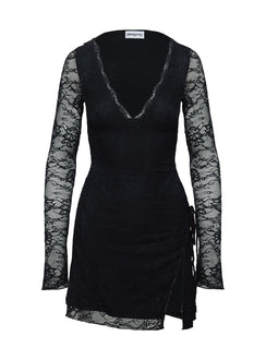 Airabella Long Sleeve Lace Mini Dress | Black | Womens | Princess Polly Lower Impact Airabella Long Sleeve Lace Mini Dress | Black | Womens | Princess Polly Lower Impact