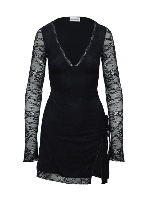 Airabella Long Sleeve Lace Mini Dress | Black | Womens | Princess Polly Lower Impact Airabella Long Sleeve Lace Mini Dress | Black | Womens | Princess Polly Lower Impact