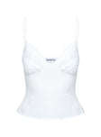 Princess Polly Sleeveless Plunger  Aruba Embroidered Cami White