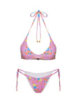 Athia Halter Shine Bikini Top Pink Floral