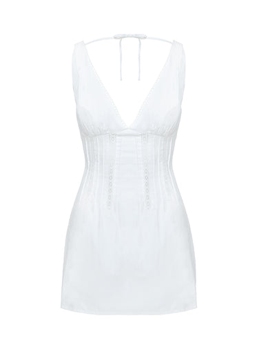 Austria Drop Waist Mini Dress White