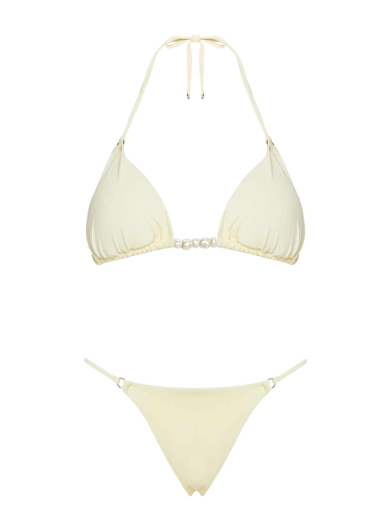 Adrah Beaded Triangle Bikini Top Yellow