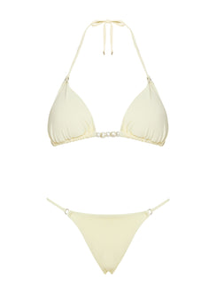 Adrah Beaded Triangle Bikini Top Yellow