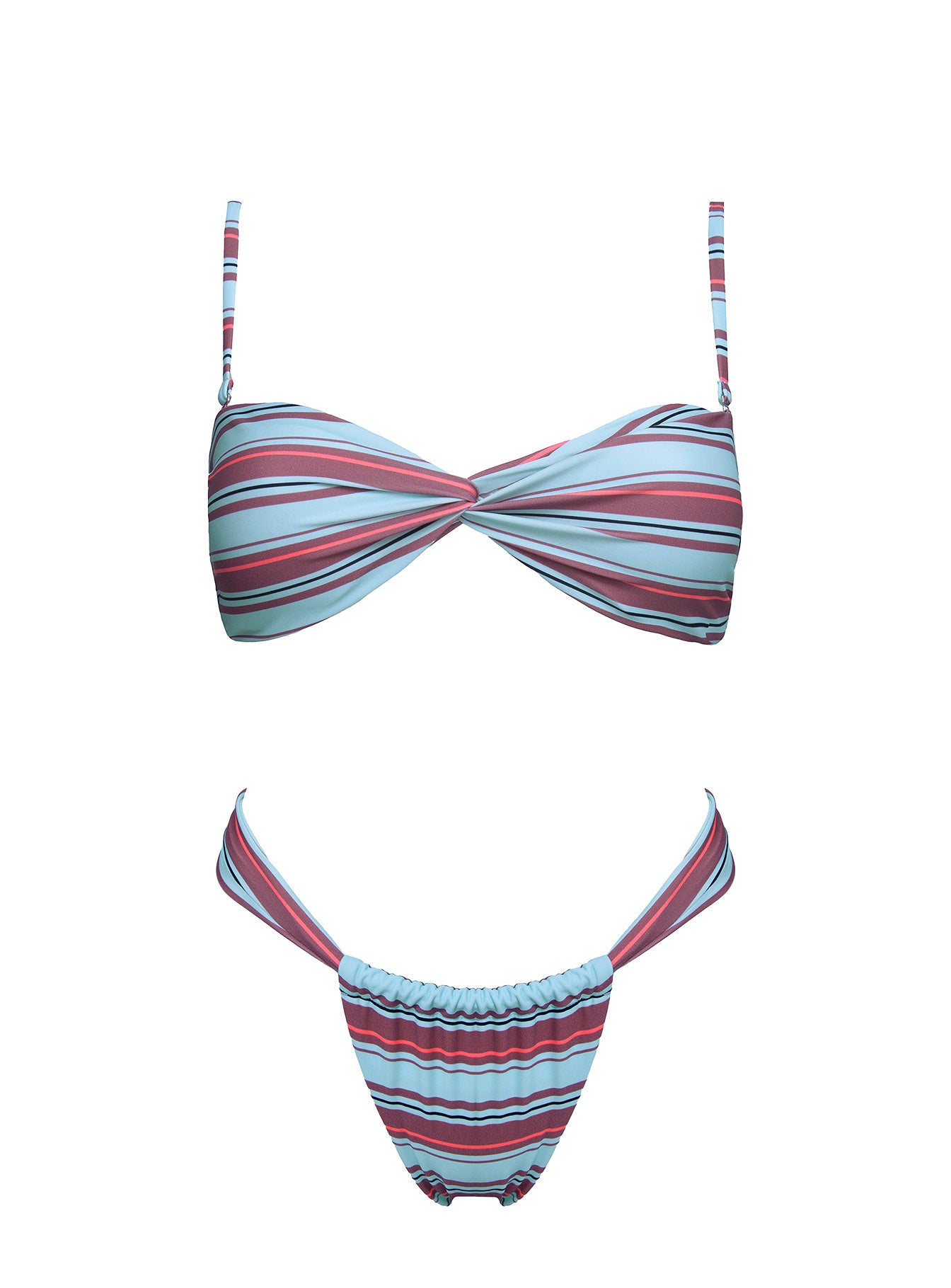 Amplitude Bikini Top Blue / Brown Stripe