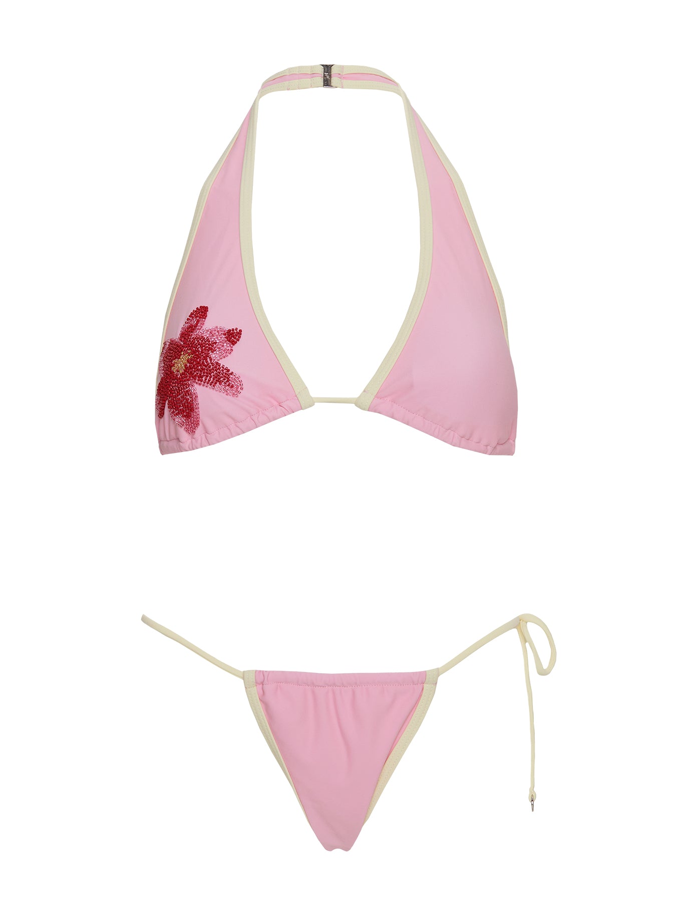 Anolia Halter Bikini Top Pink / Yellow