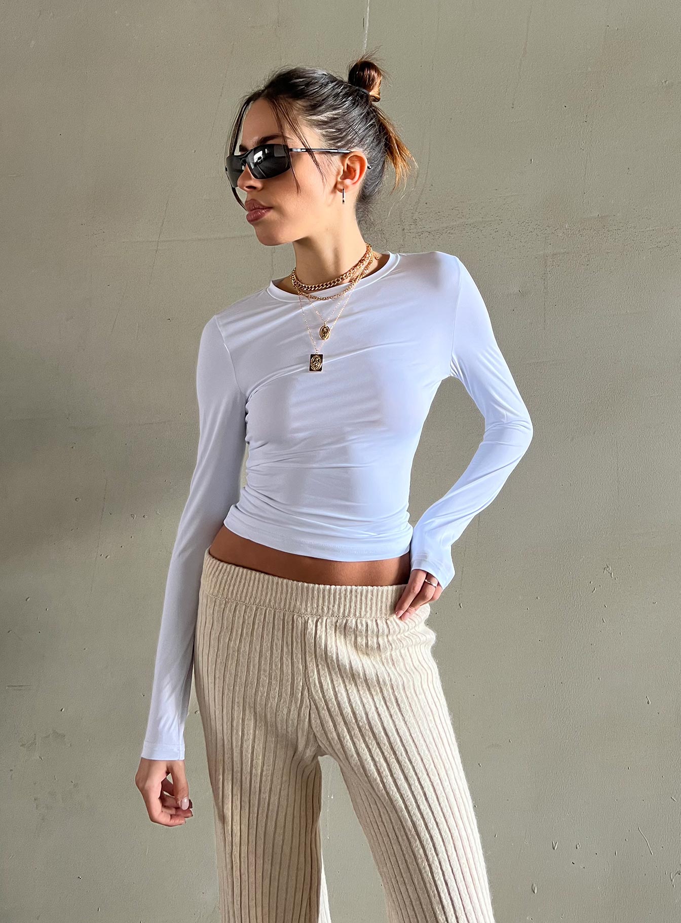 Arnim Long Sleeve Top White | Princess Polly
