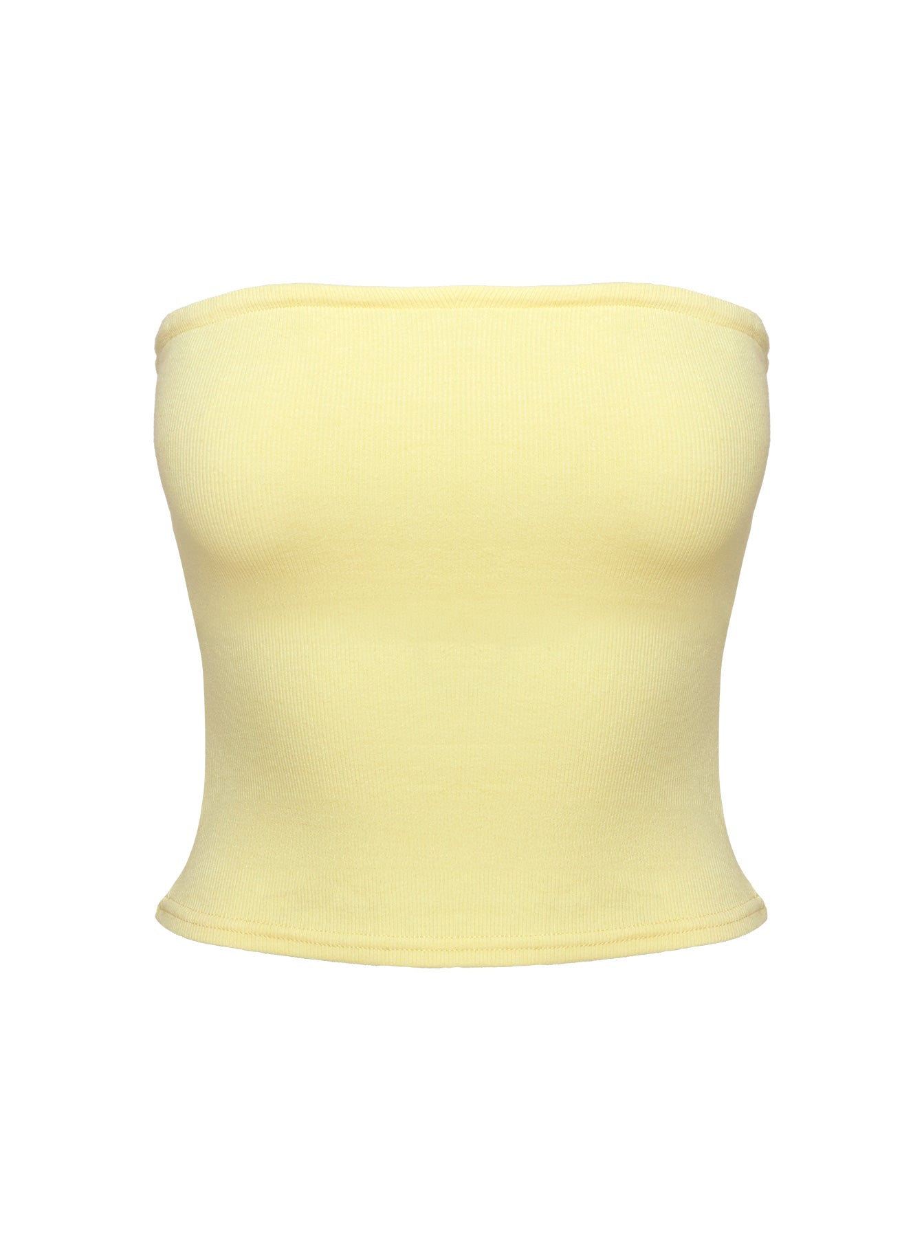 yellow strapless shirt