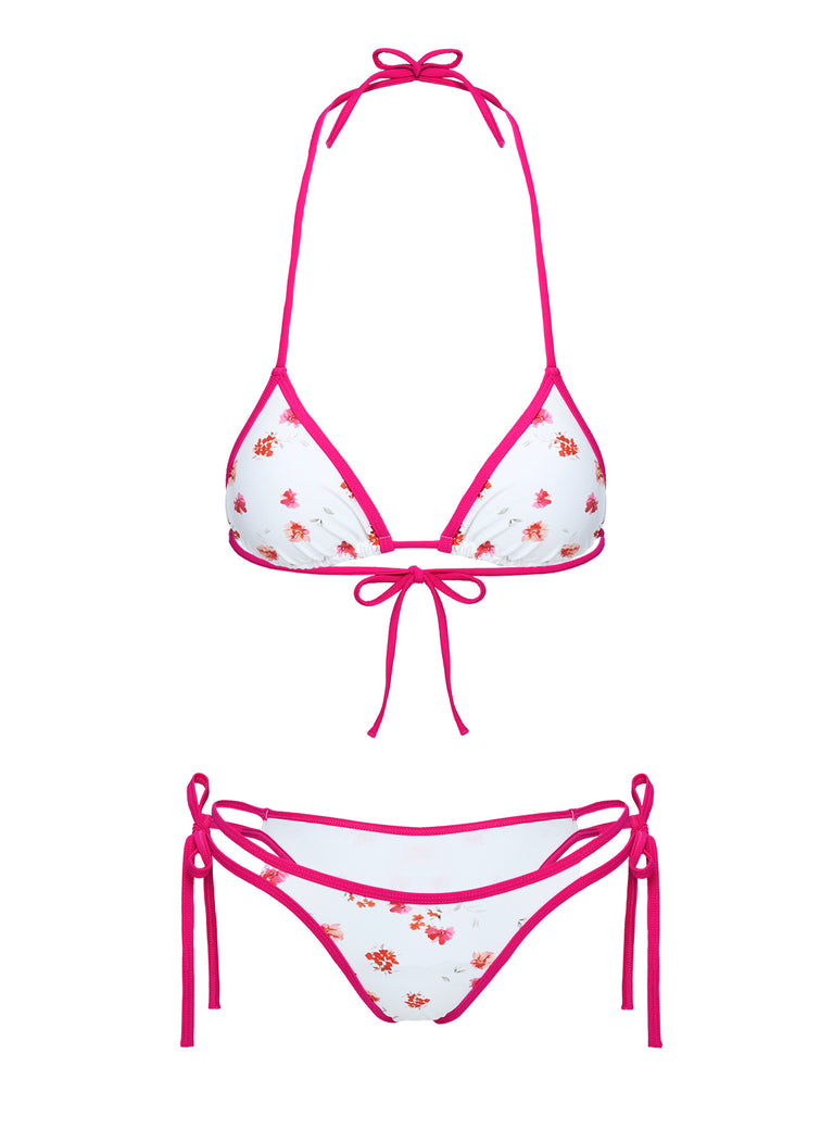 Bellarosa Triangle Bikini Top White / Pink Floral