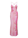 product Princess Polly Beverlie Halter Maxi Dress Pink Floral Plunger 