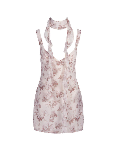 product Princess Polly Sweetheart Neckline  Big Dreams Floral Scarf Mini Dress Cream