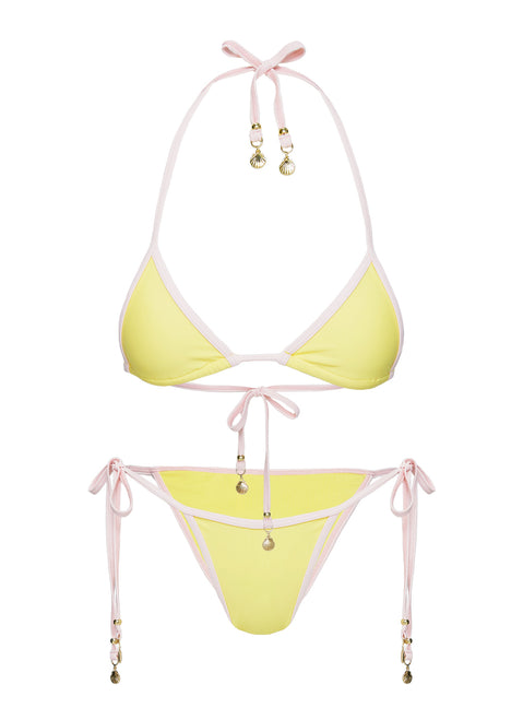 Blaylock Triangle Bikini Top Yellow / Pink