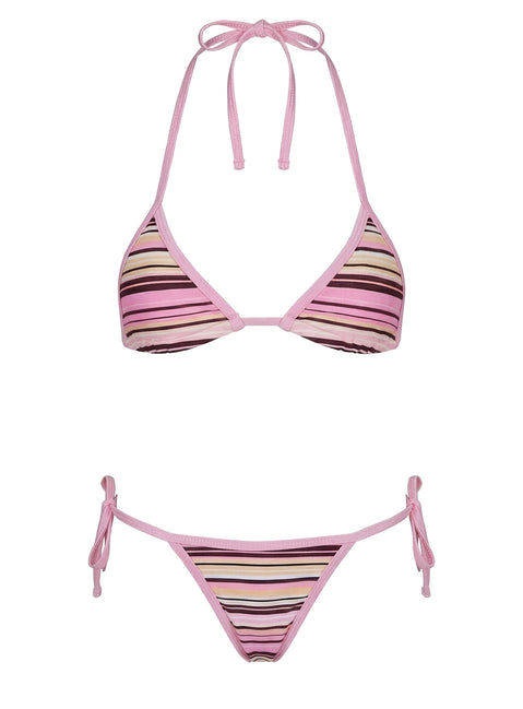 Blaylock Triangle Bikini Top Pink / Yellow Stripe