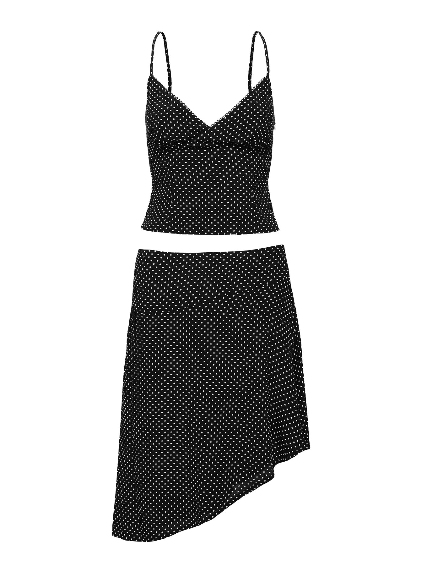 Cabernet Asymmetrical Set Black Polka | Princess Polly Cabernet Asymmetrical Set Black Polka | Princess Polly