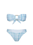 Calbira Bandeau Bikini Top Blue Check