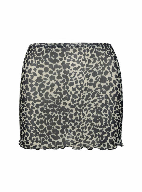 Leopard print mesh mini skirt Good stretch, mesh lined Princess Polly Lower Impact 
