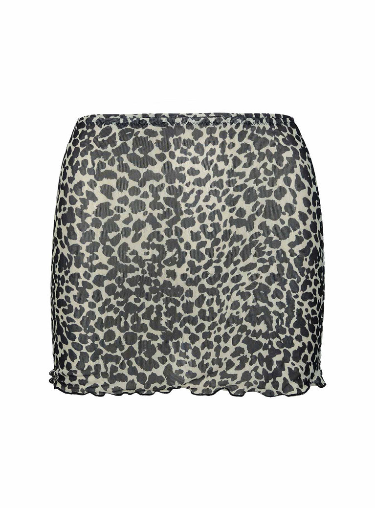 Cane Mesh Mini Skirt Leopard