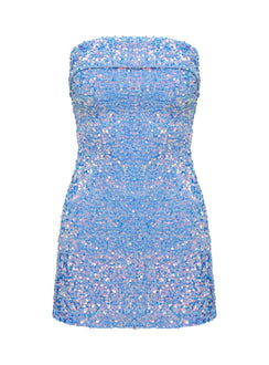 Caprina Sequin Mini Dress | Light Blue Caprina Sequin Mini Dress | Light Blue