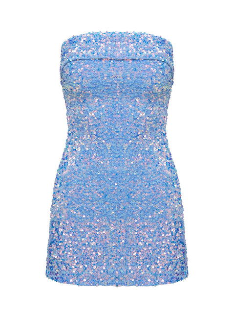 Caprina Sequin Mini Dress | Light Blue Caprina Sequin Mini Dress | Light Blue