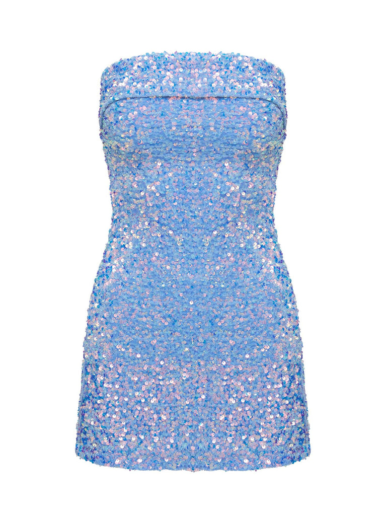 Caprina Sequin Mini Dress Light Blue