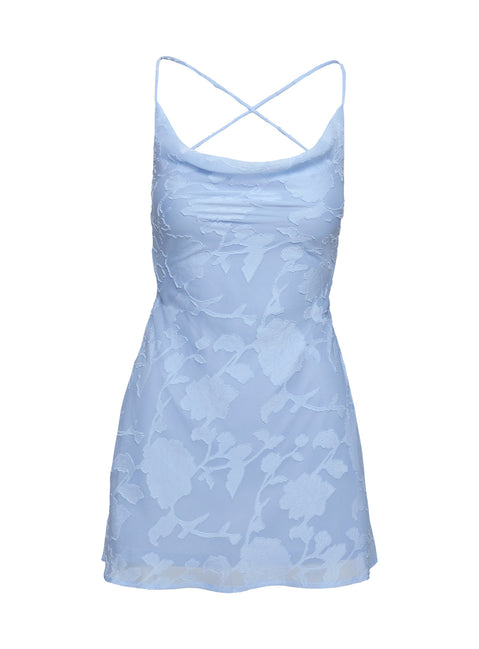 Celena Mini Dress | Light Blue Burnout | Womens | Princess Polly Celena Mini Dress | Light Blue Burnout | Womens | Princess Polly
