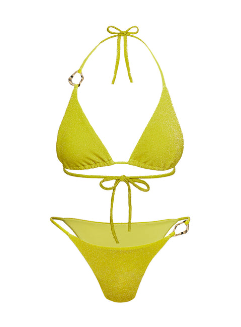 Breeze Glitter Triangle Bikini Top Green