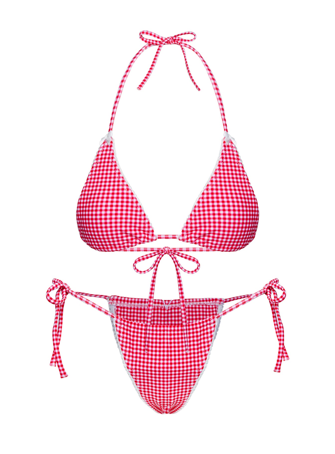 City Of Palms Triangle Bikini Bottoms Red Gingham