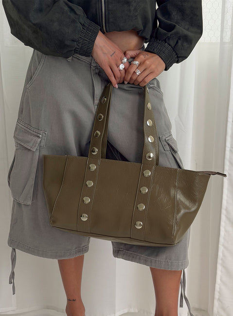 Fever Dreams Eyelet Shoulder Bag Khaki