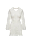 Crush Long Sleeve Mini Dress White