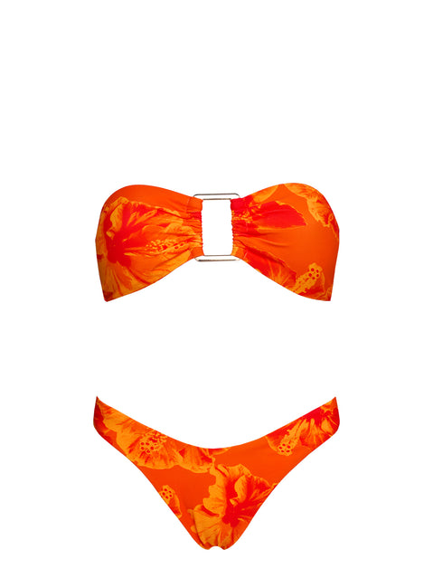 Calbira Cheeky Bikini Bottoms Orange Hibiscus