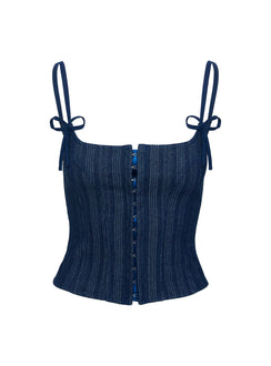 Charismatic Denim Corset Dark Pinstripe