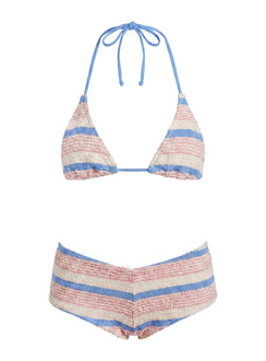 Summer Sweetness Micro Swim Shorts Blue / Pink Stripe